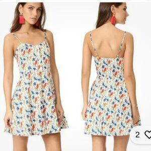 Alice + Olivia Nella multi color bird floral mini sun dress fit & flare TV worn